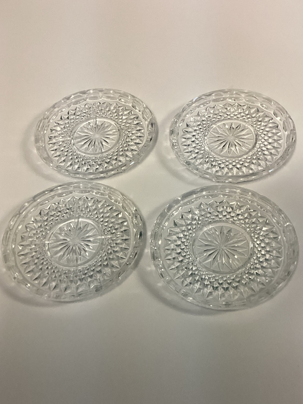 Set of 4 Cut Glass Coasters - Clear VTG Wexford by Anchor Hocking